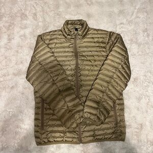 Eddie Bauer Puffer Jacket Mens S Microlight Storm Gold 650 Goose Down